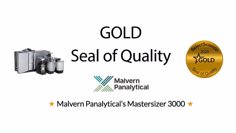 Mastersizer3000 pälvis kuldse kvaliteedimärgise